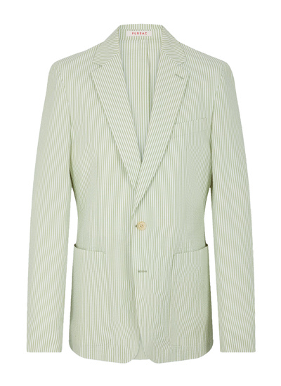 Veste vert homme seersucker de coton Fursac - V3FLEN-FX01-H004