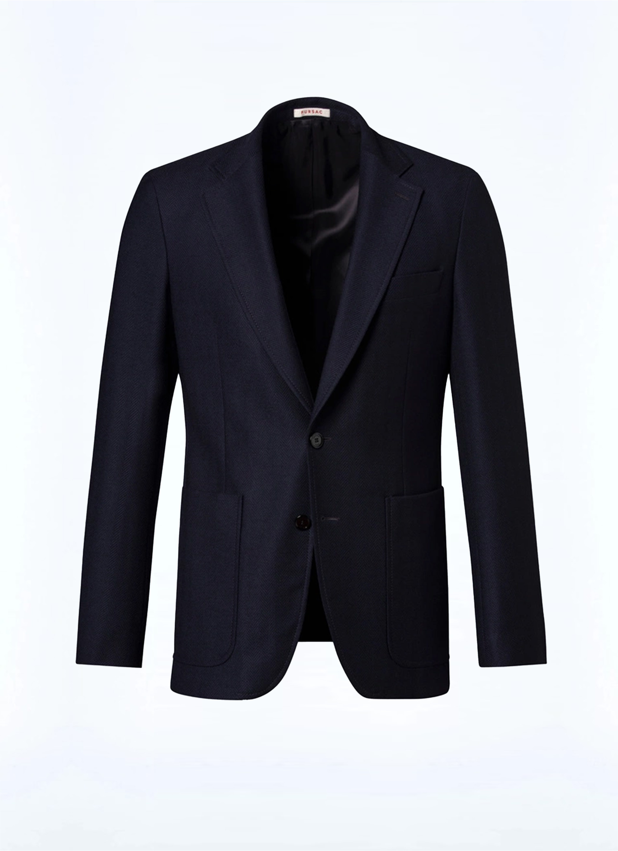 FURSAC - Veste droite en laine à chevrons - Homme - Taille 50 - Bleu