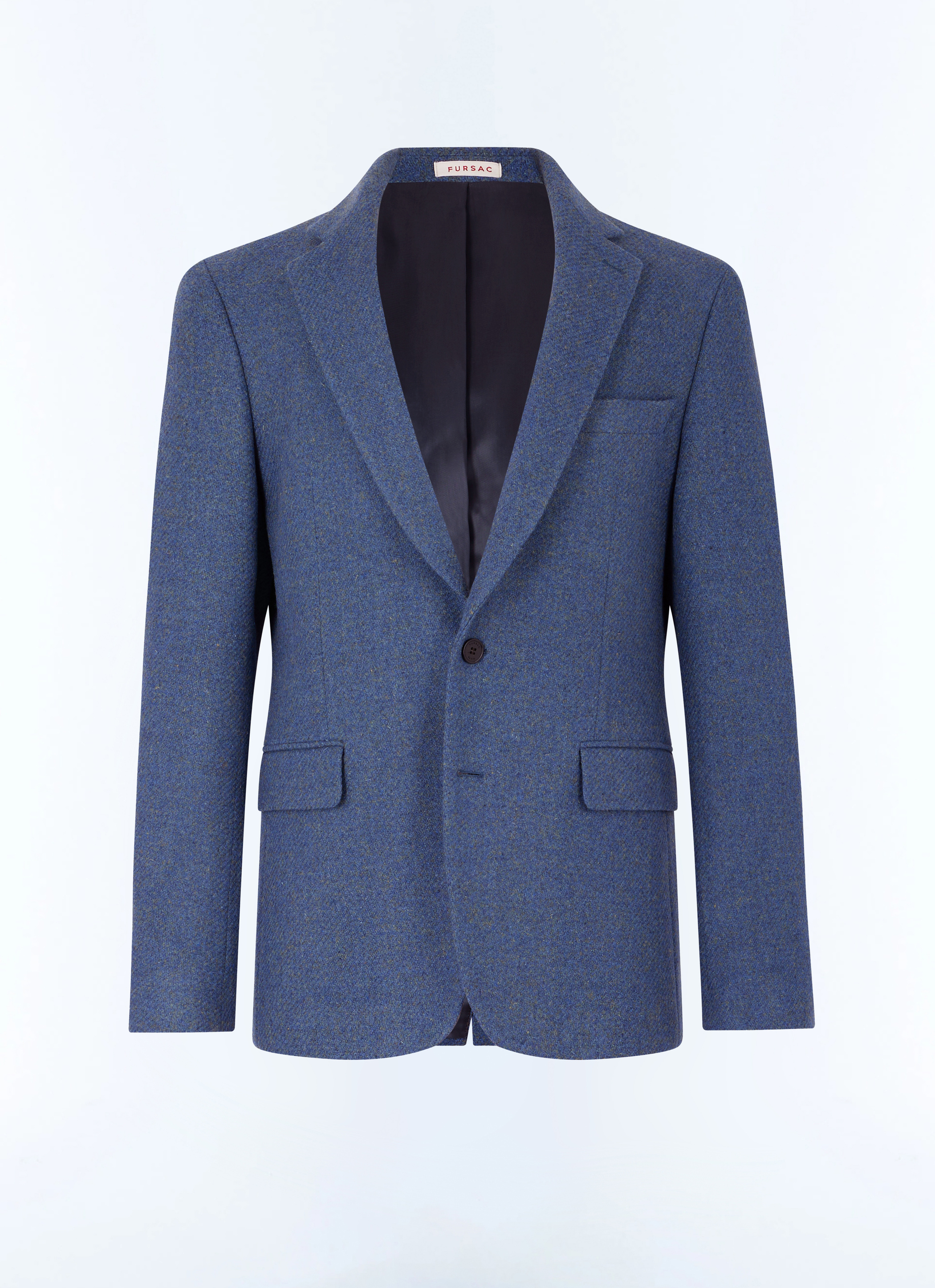 FURSAC - Veste droite en tweed de laine - Homme - Taille 56 - Bleu