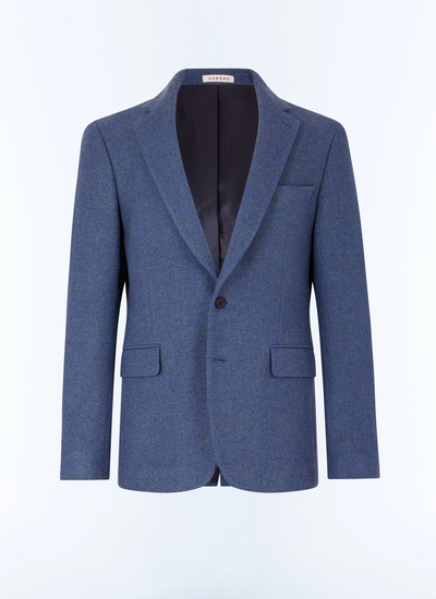 Veste bleu homme tweed de laine vierge Fursac - V3FRAT-GV09-D004