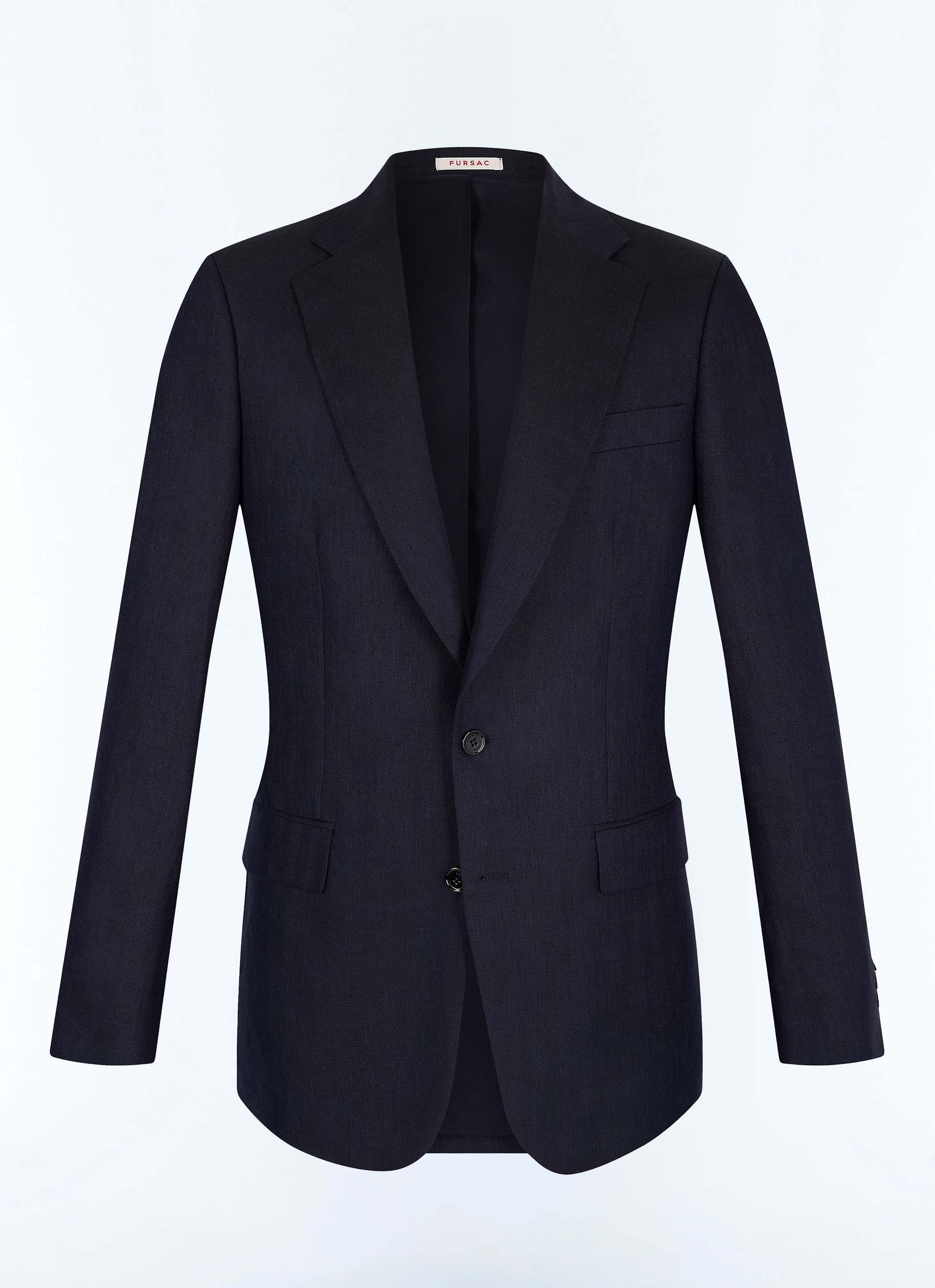 FURSAC - Veste ajustée en lin à chevrons - Homme - Taille 46 - Bleu