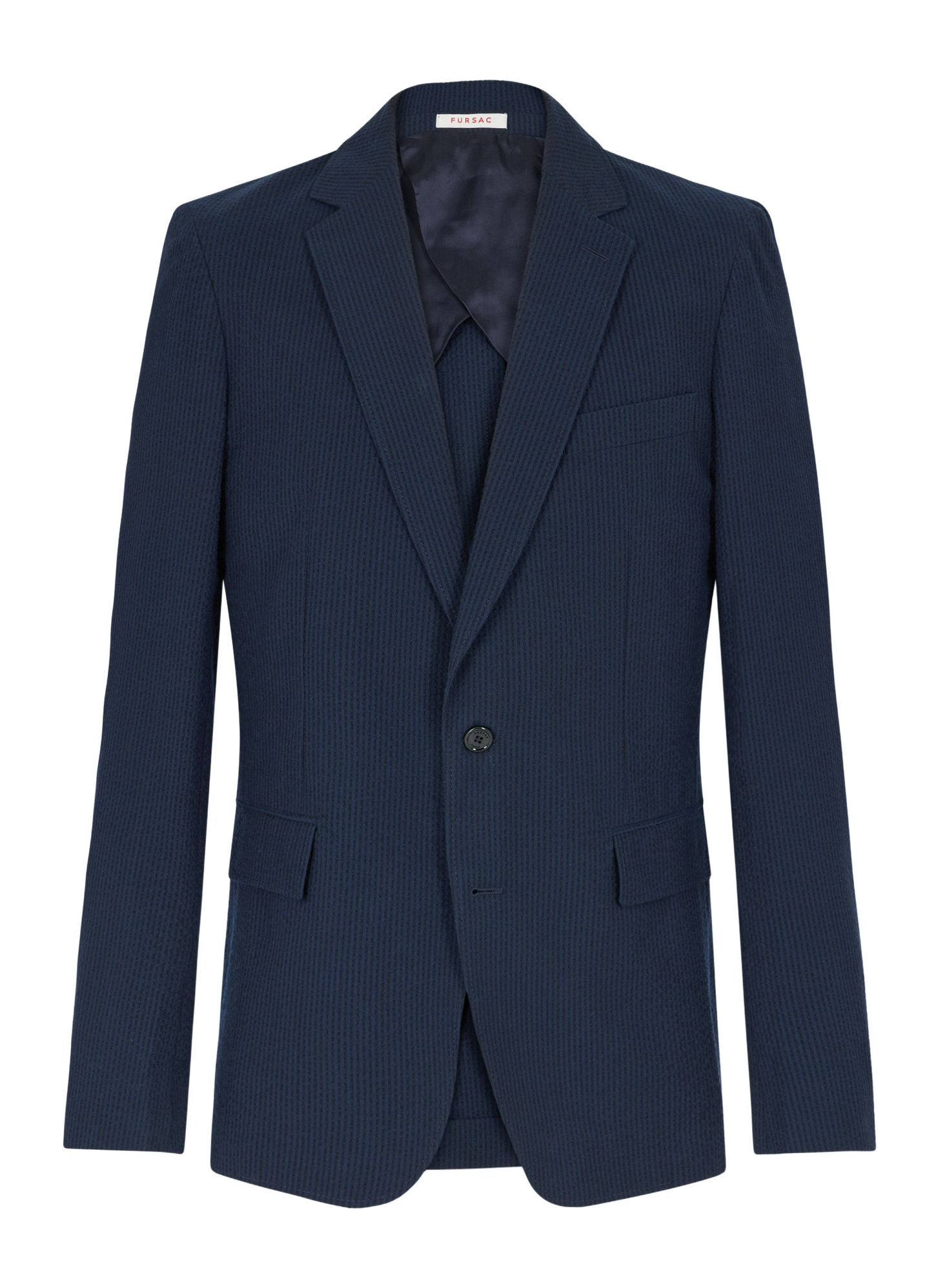 Veste bleu homme seersucker de coton biologique Fursac - V3FAMO-LX15-D030