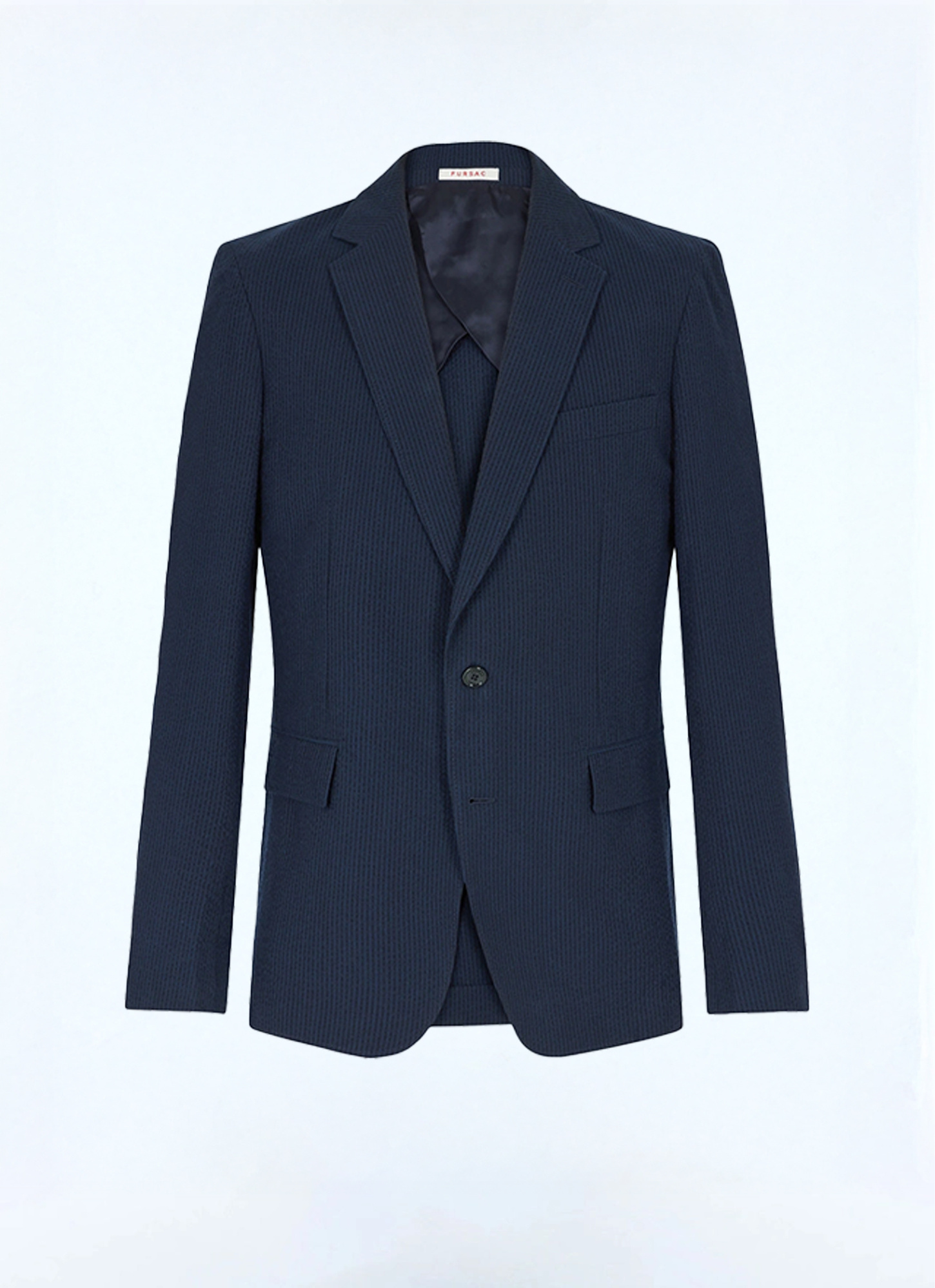 Veste bleu homme seersucker de coton biologique Fursac - V3FAMO-LX15-D030