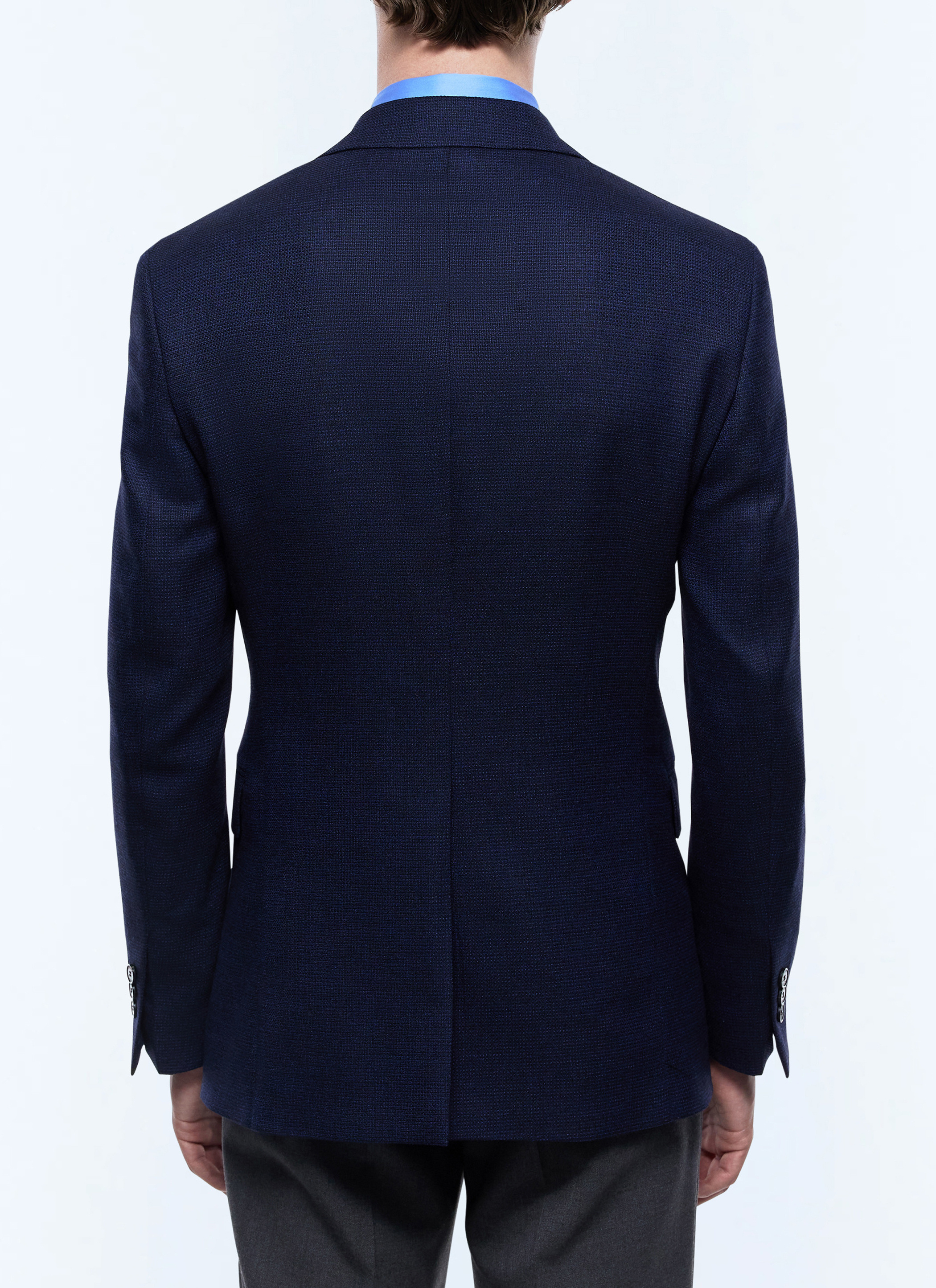 FURSAC - Veste en natté de laine - Homme - Taille 48 - Bleu - Coupe Ajustée