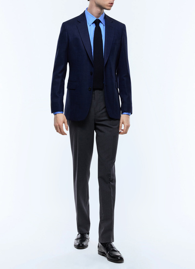 Veste homme bleu marine natté de laine vierge Fursac - V3AXEL-AV04-31