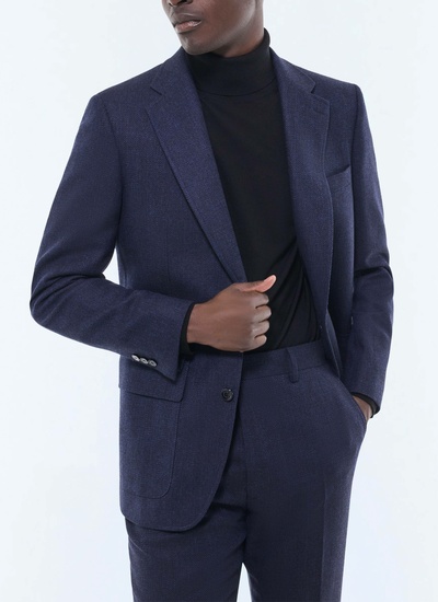 Veste homme bleu marine laine vierge, coton et lin Fursac - V3GITO-CX40-D030