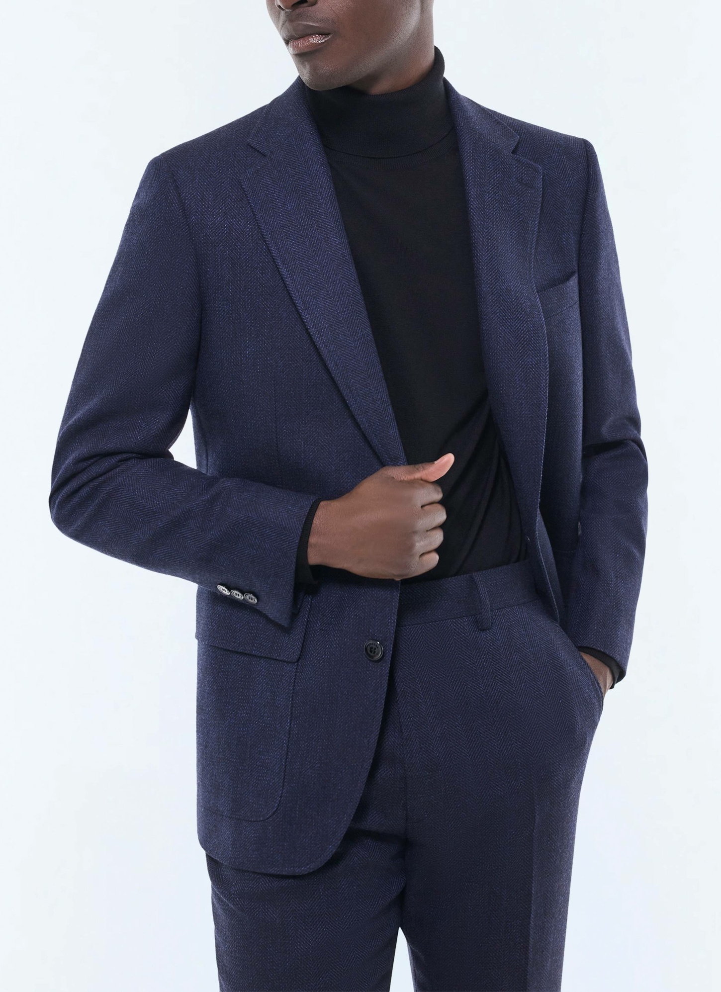 Veste homme bleu marine laine vierge, coton et lin Fursac - V3GITO-CX40-D030