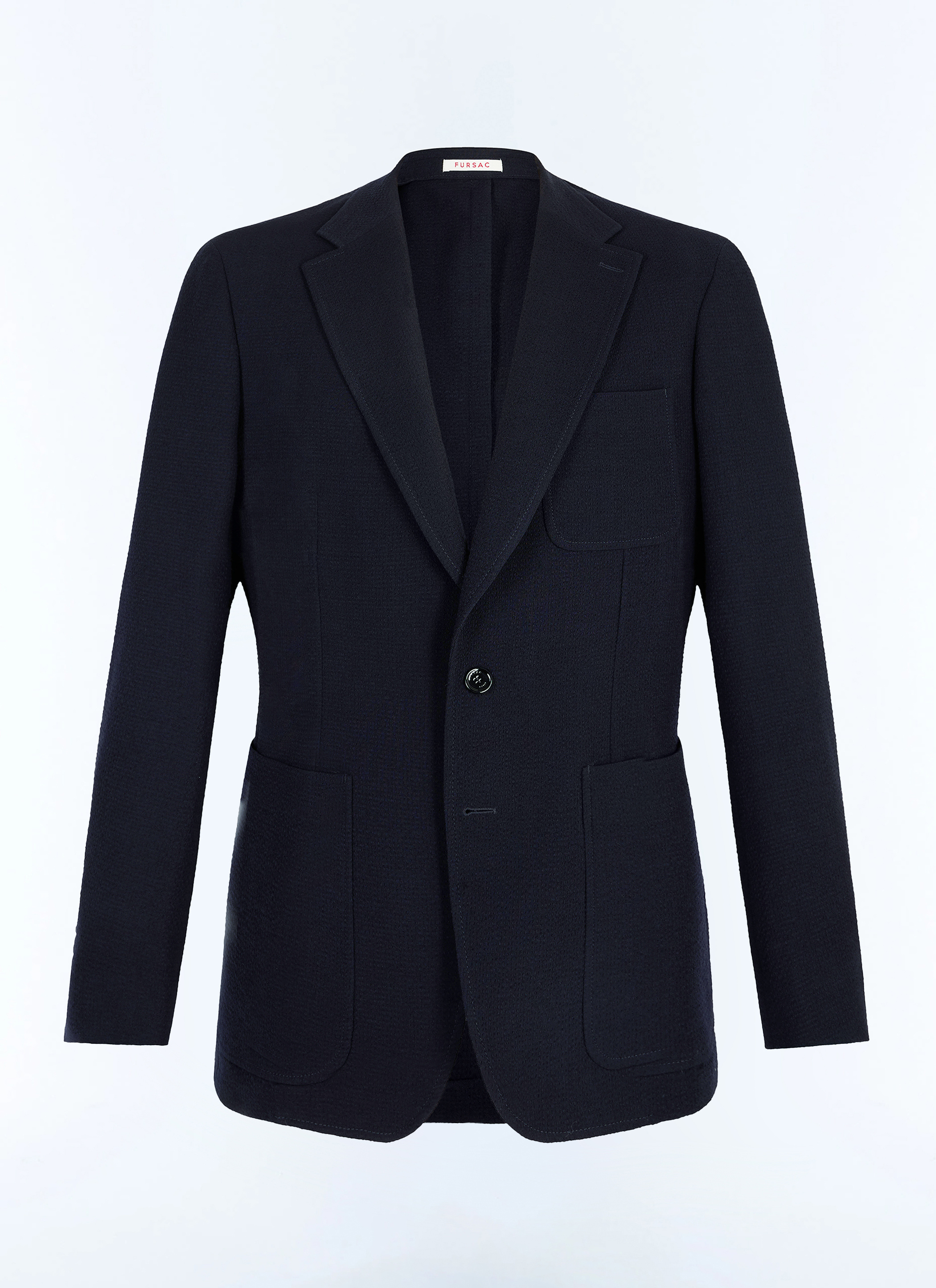FURSAC - Veste droite en seersucker de laine - Homme - Taille 48 - Bleu