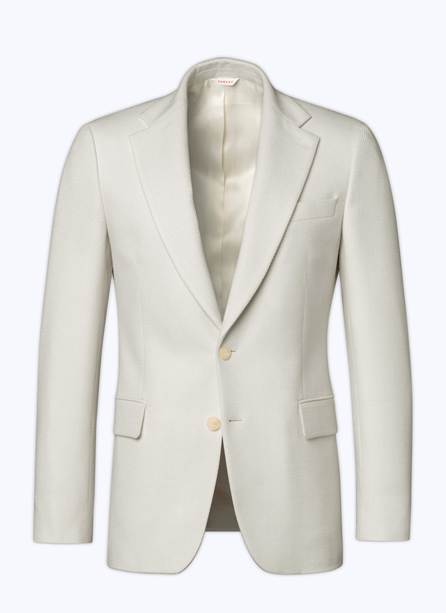 Veste blanc homme natté de laine vierge et coton Fursac - V3ALLO-AV25-02