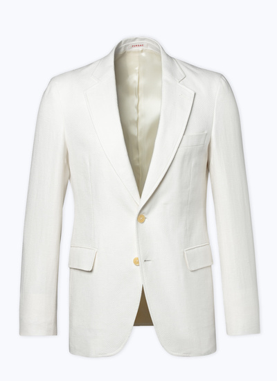 Veste blanc homme serge de lin et coton Fursac - V3DAMI-DV03-A004