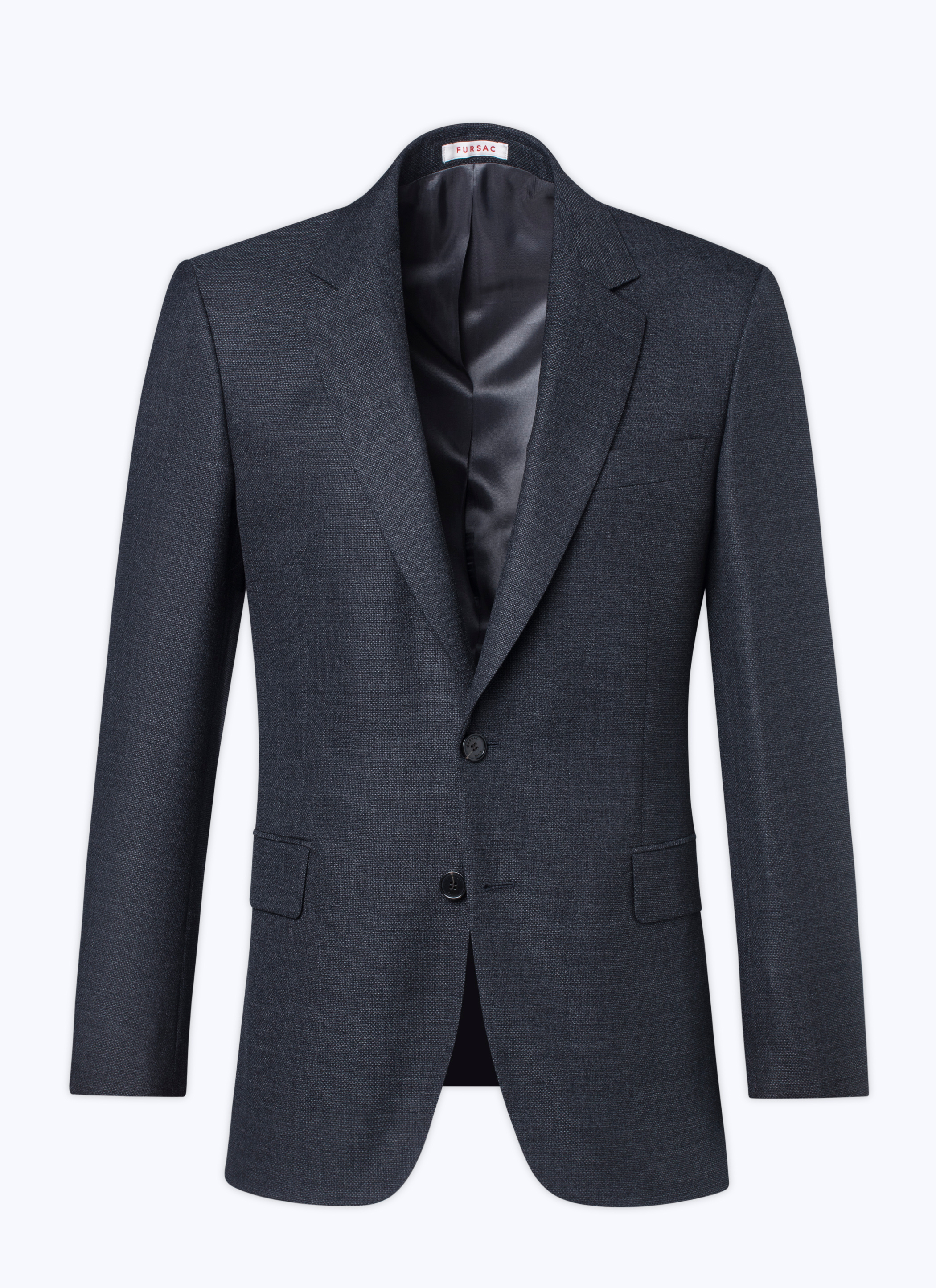 FURSAC - Veste ajustée en natté de laine - Homme - Taille 58 - Gris