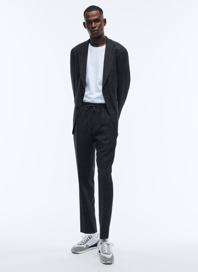 Veste homme gris anthracite natté de laine vierge Fursac - 22HV3ATAL-AX03/21