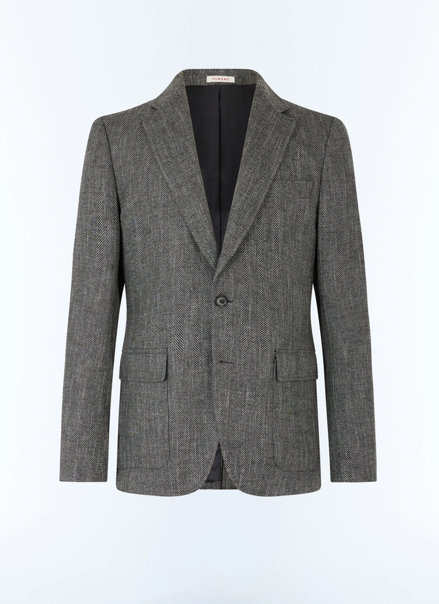 Veste gris homme laine vierge, coton et lin Fursac - V3GITO-CX40-B022