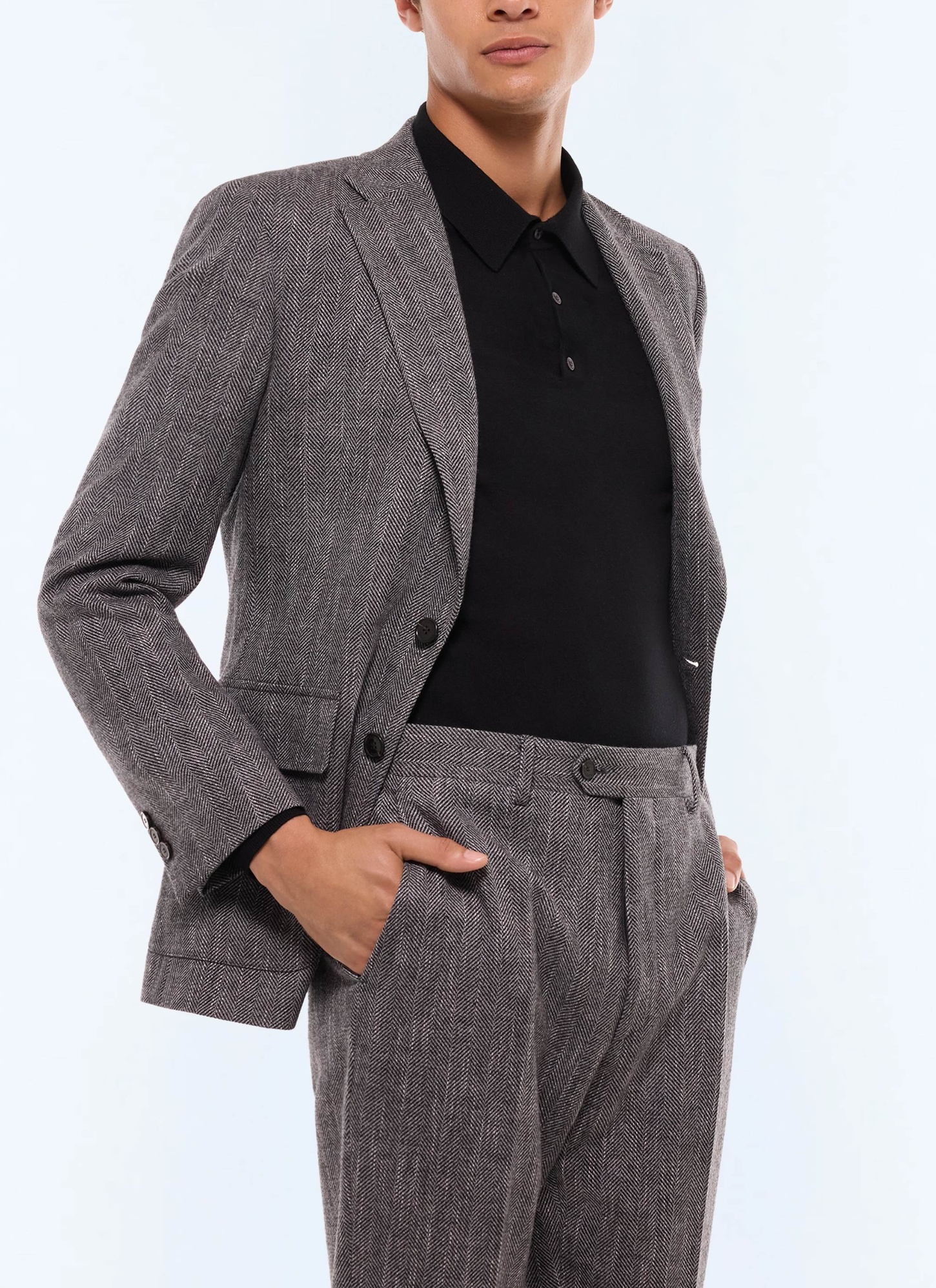 Veste homme gris laine vierge, coton et lin Fursac - V3GITO-CX40-B022