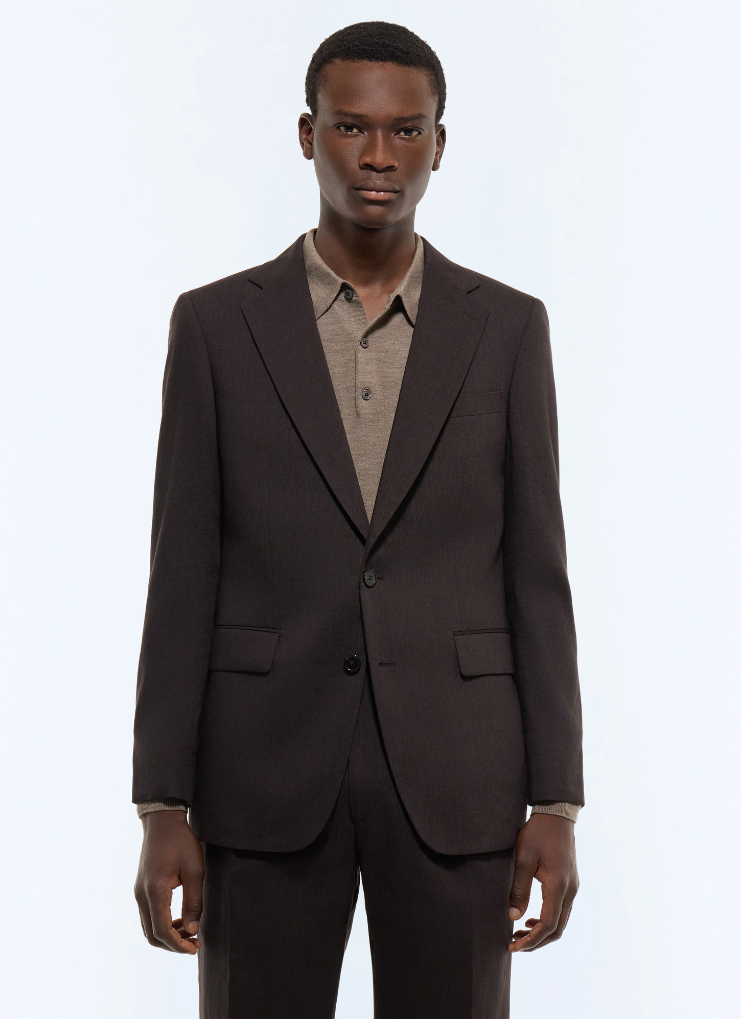 Veste homme marron toile de lin certifié et laine vierge Fursac - V3JADA-JX06-G018