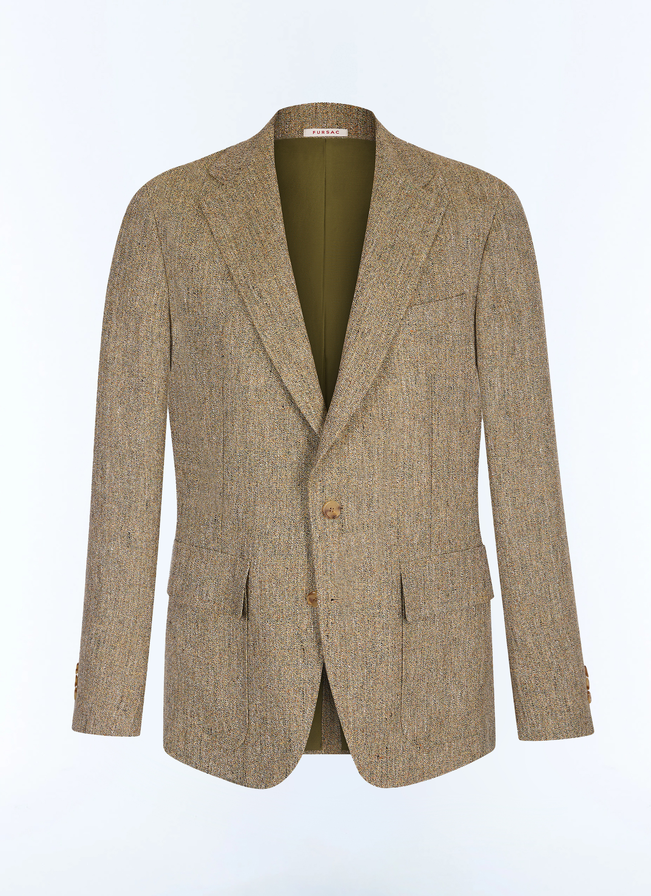 FURSAC - Veste souple en lin effet tweed - Homme - Taille 56 - Jaune - Coupe Classique