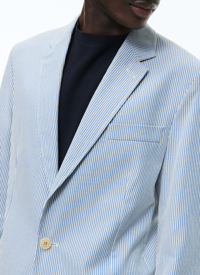 Veste rayures blanches et bleu ciel homme Fursac - V3DAMA-DX05-D004