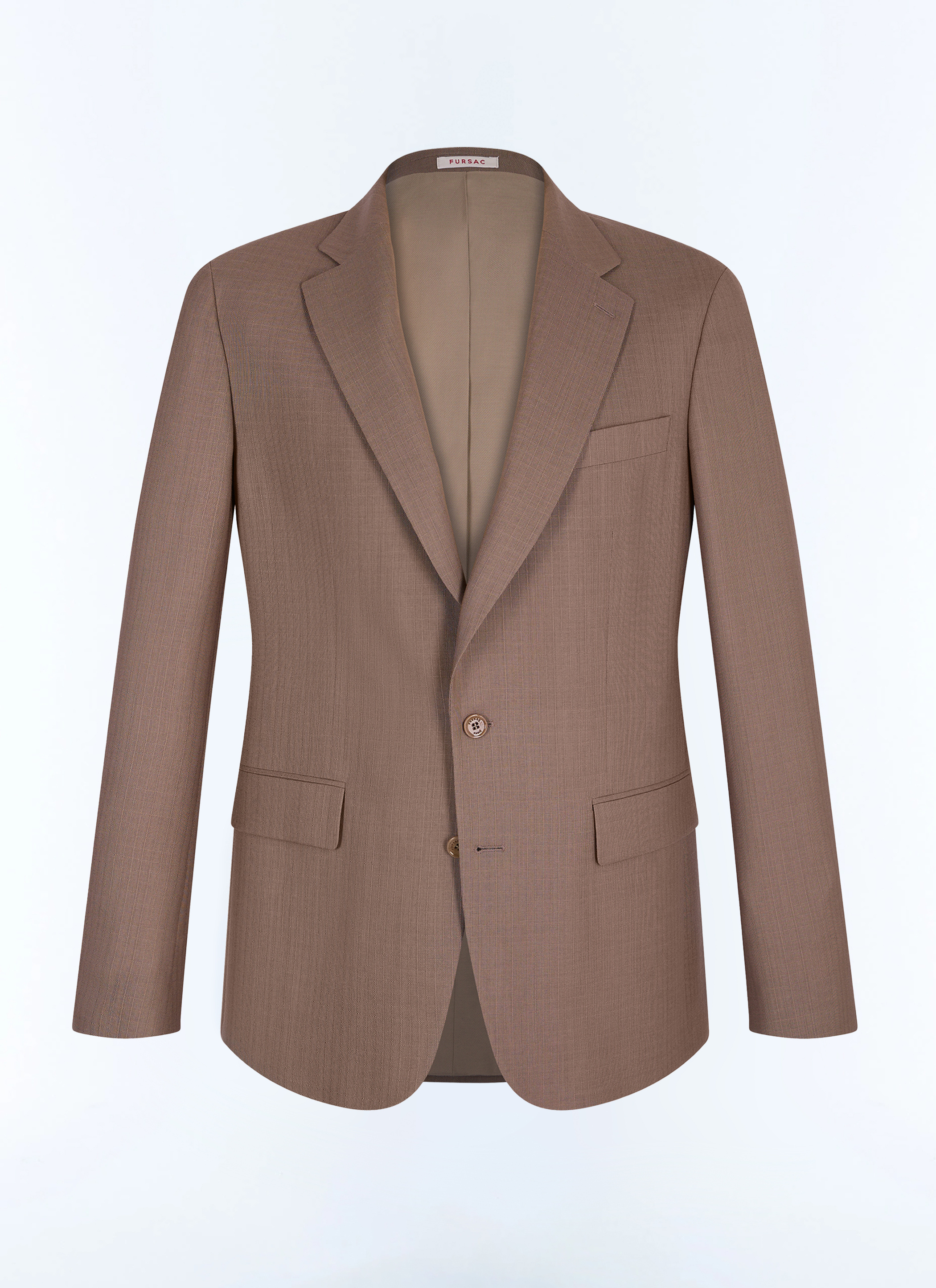 FURSAC - Veste à carreaux en laine et mohair - Homme - Taille 56 - Brun - Collection Cérémonie - Mariage - Coupe Ajustée