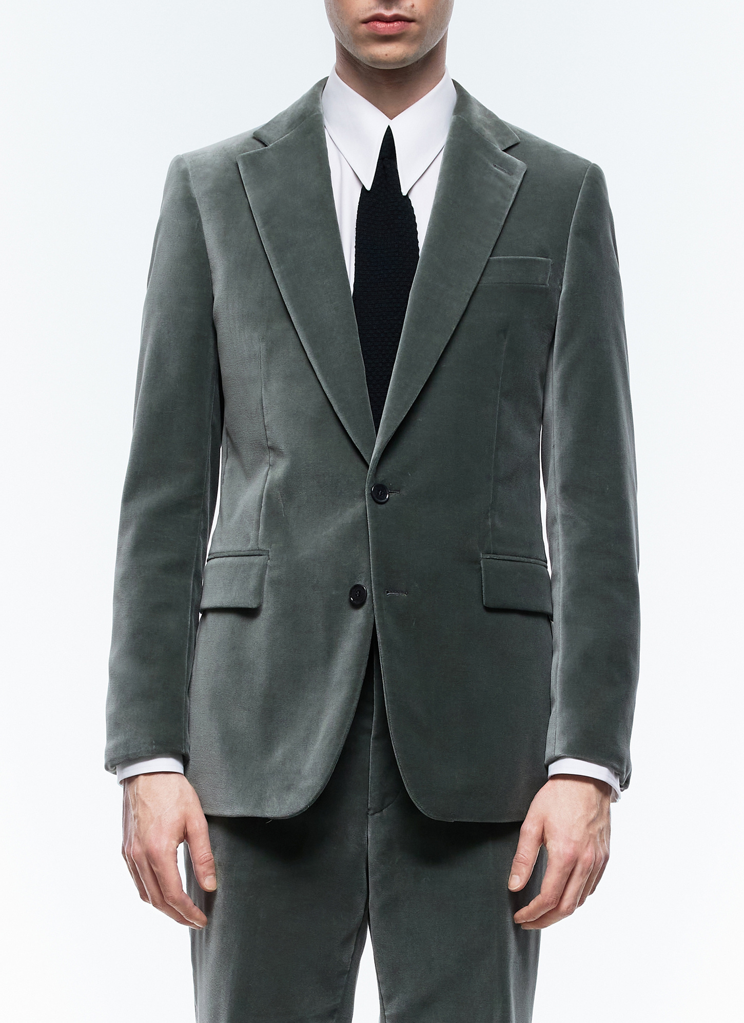 Veste homme vert sauge velours Fursac - V3ELLA-EC21-H018