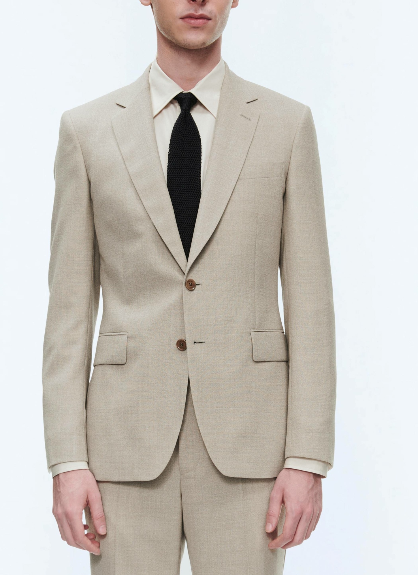 Veste homme beige toile de laine vierge Fursac - V3BAXI-BC31-56