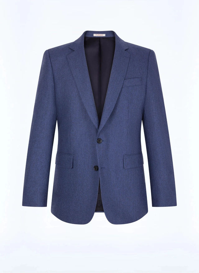 Veste bleu homme flanelle de laine certifiée Fursac - V3FOXA-EC29-D012