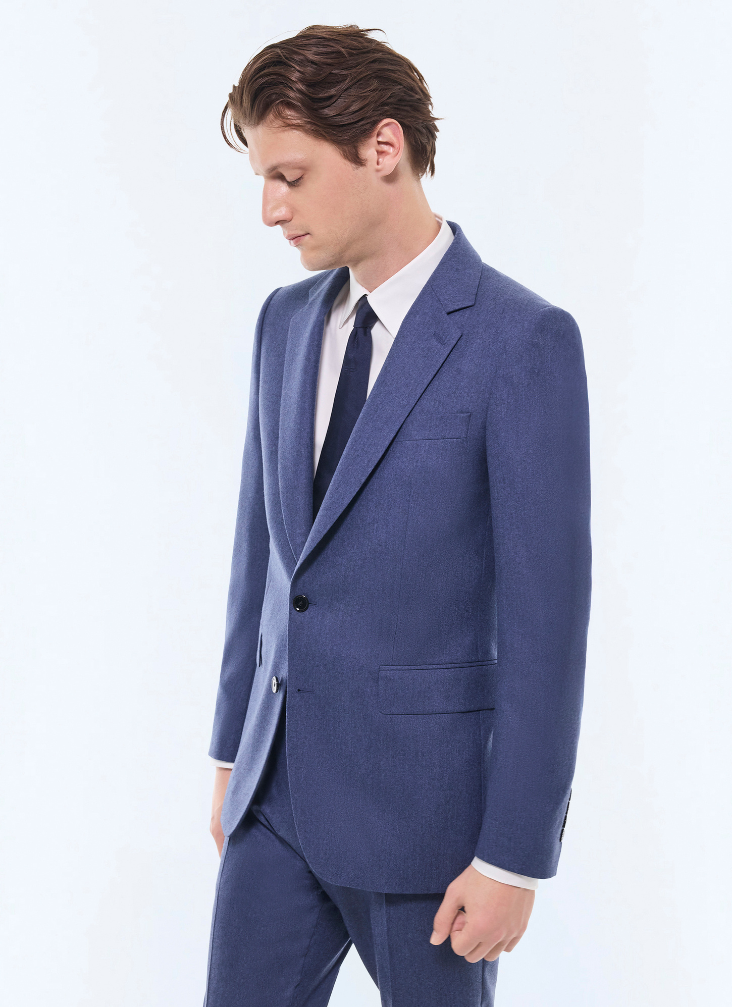 Veste homme bleu denim flanelle de laine certifiée Fursac - V3FOXA-EC29-D012