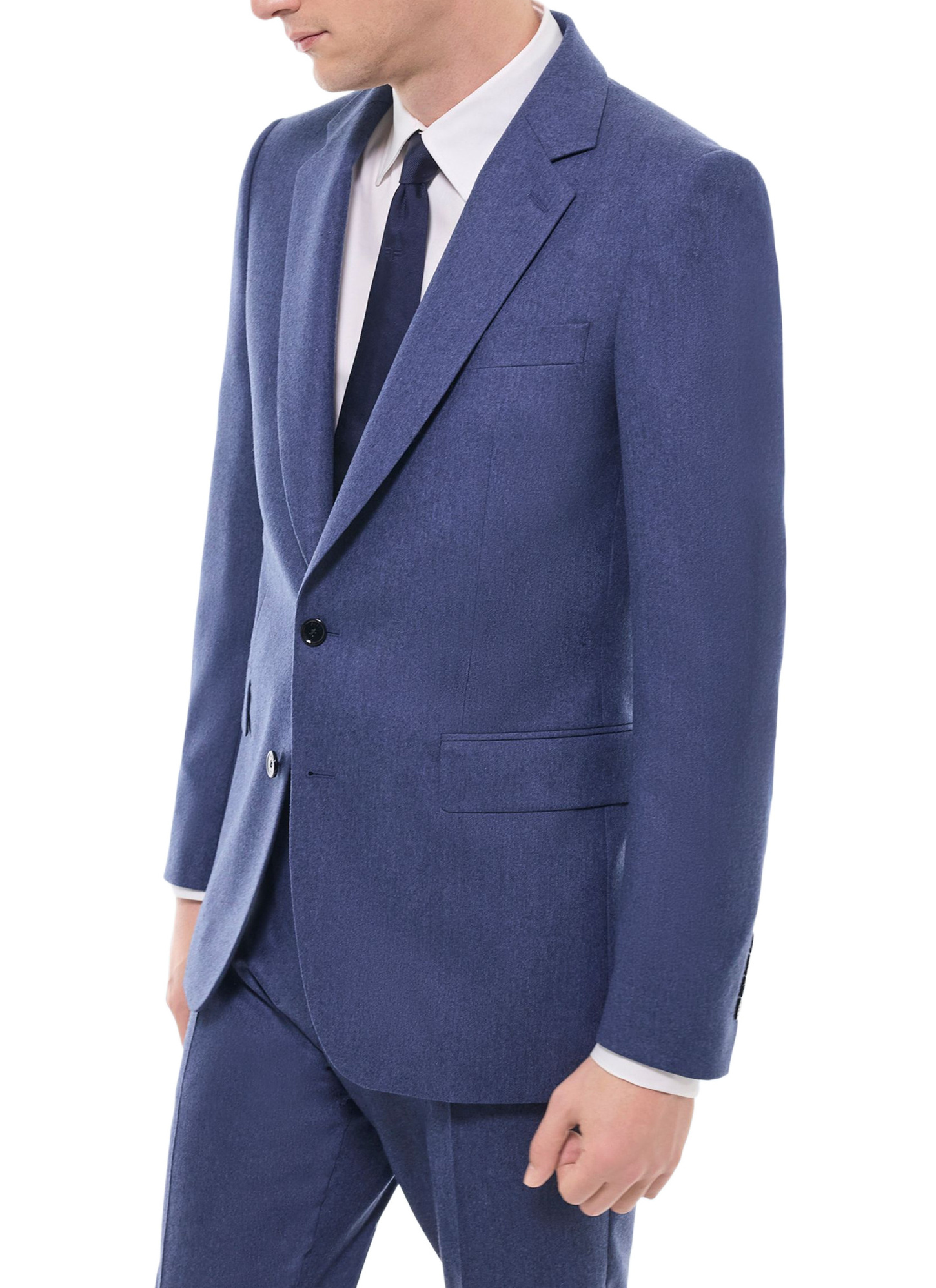 Veste homme bleu denim flanelle de laine certifiée Fursac - V3FOXA-EC29-D012