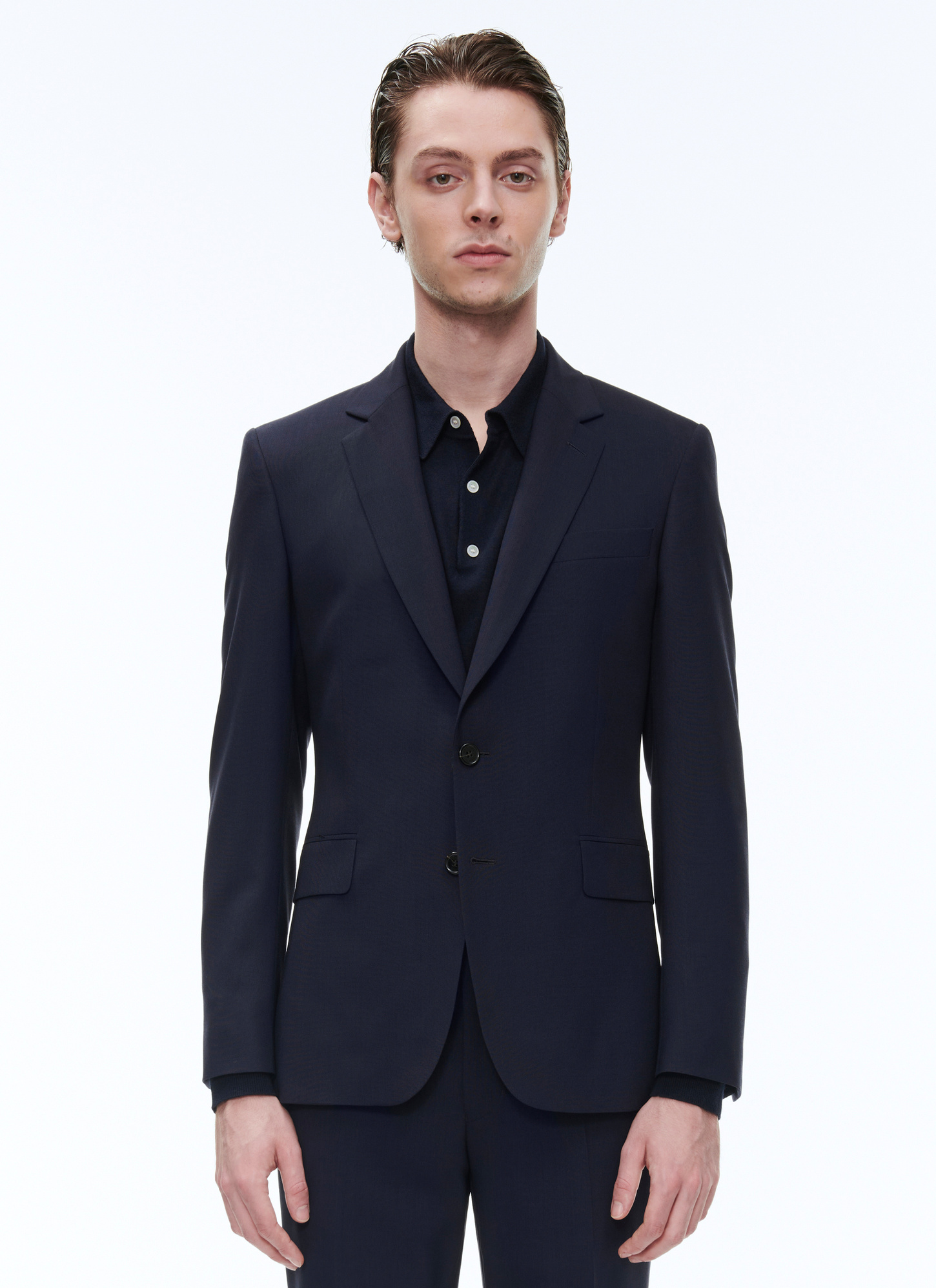 Veste homme bleu marine toile de laine vierge Fursac - V3AXUN-BC51-31