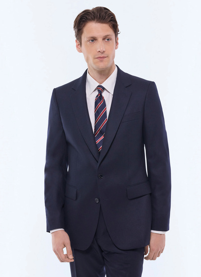Veste homme bleu marine flanelle de laine vierge certifiée Fursac - V3EXUN-EC29-D030
