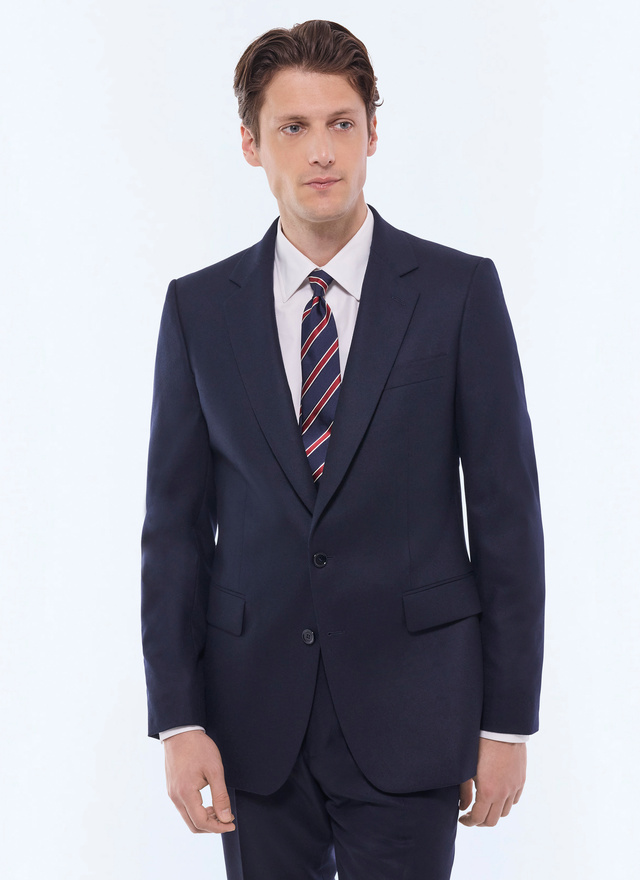 Veste homme bleu marine flanelle de laine vierge certifiée Fursac - V3EXUN-EC29-D030