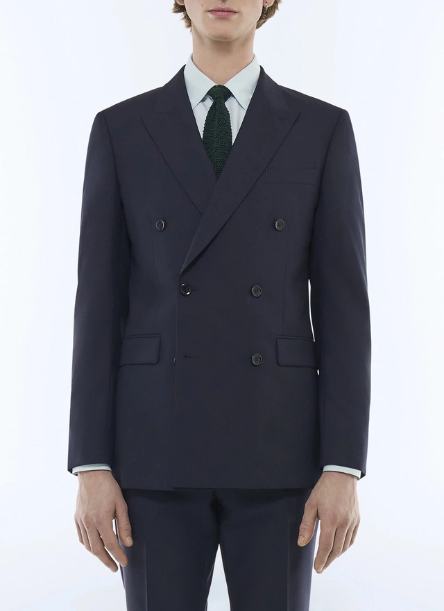 Veste homme bleu marine toile de laine vierge fresco Fursac - V3FOCA-BV01-30