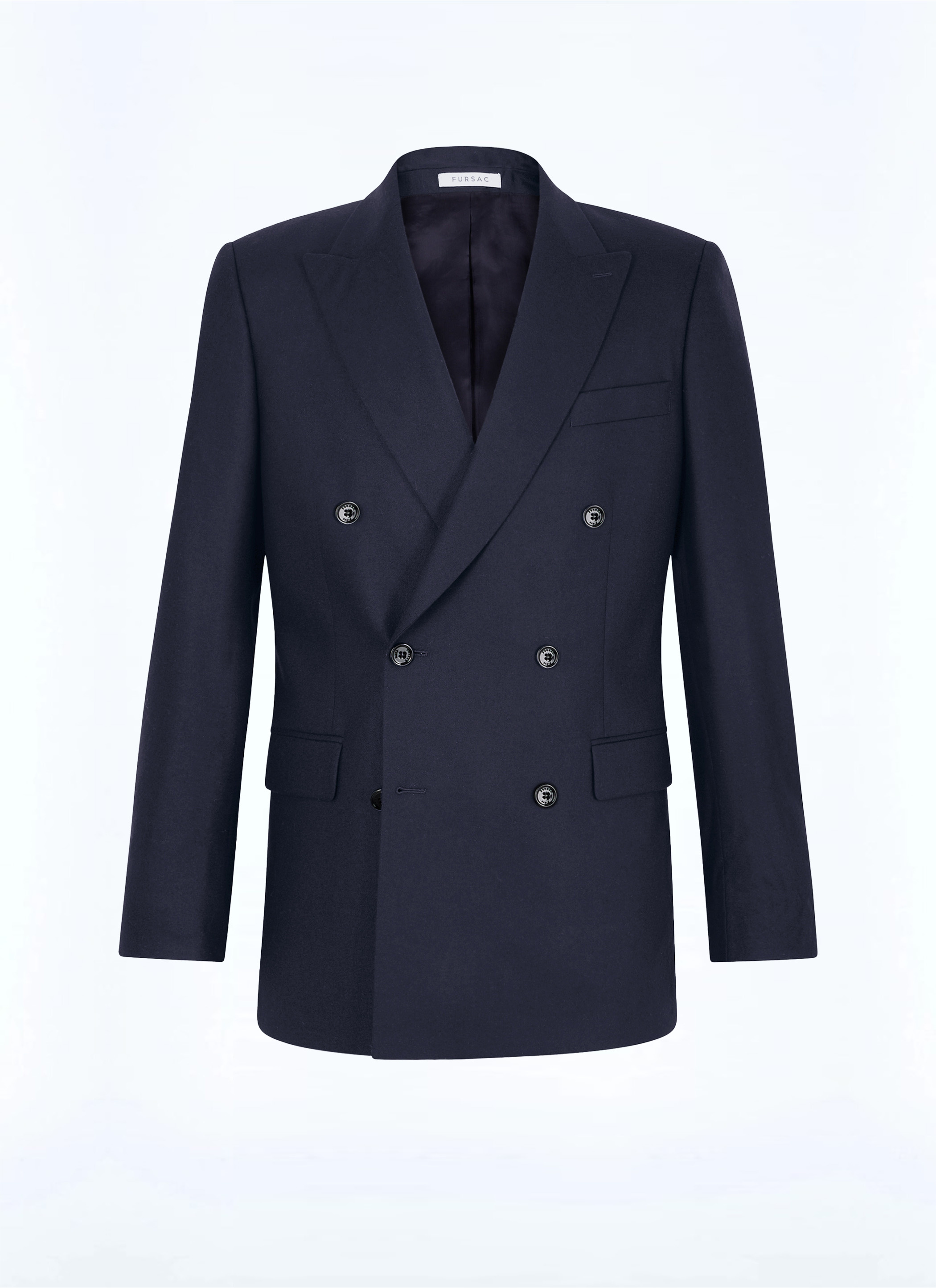 FURSAC - Veste de costume croisée en laine - Homme - Taille 54 - Bleu - Coupe Droite