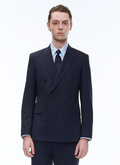 Veste croisée en toile de laine bleu marine - V3VOCA-BC51-31