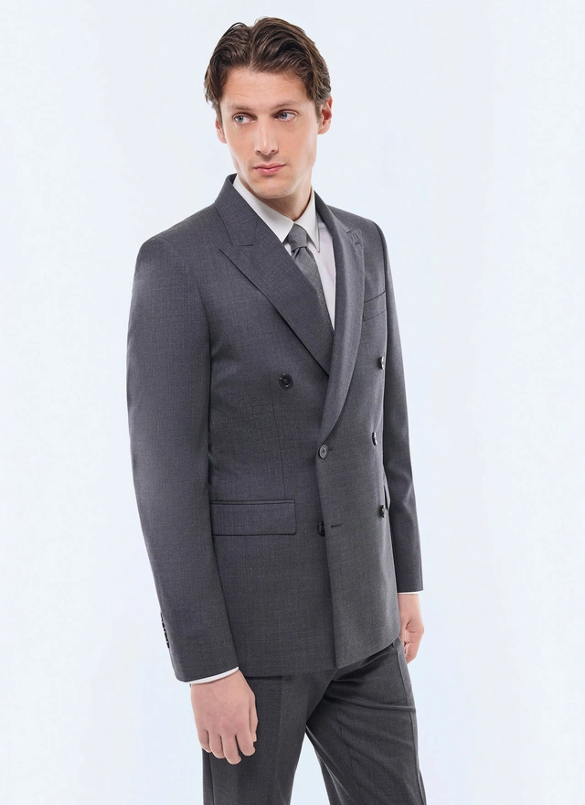 Veste homme gris anthracite laine vierge fil à fil Fursac - V3FOCA-CC64-B029