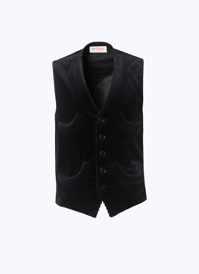 Men's black corduroy waistcoat Fursac - G3CLAK-CX47-B020