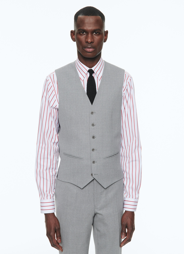 Men's waistcoat charcoal grey fresco virgin wool canvas Fursac - 23EG3BILG-BC52/29