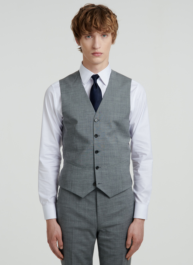 Light grey - End on end 3-piece suit waistcoat 22EG3VILE-VC25/29 - Men's waistcoat