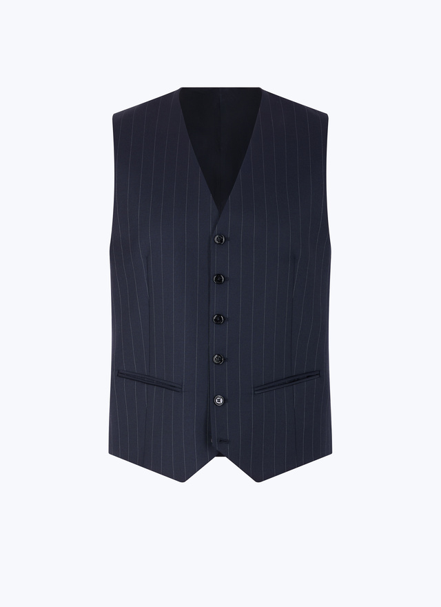 Men's blue, navy blue virgin wool waistcoat Fursac - G3BILG-EC01-D030