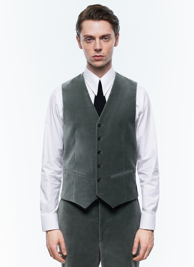 Men's waistcoat sage green cotton and elastane Fursac - G3BILG-EC21-H018