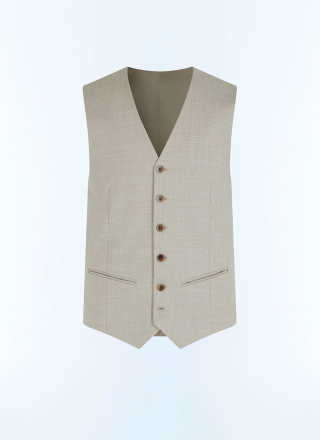 Fursac men's waistcoat - Beige wool canvas suit vest G3BILG-BC31-56