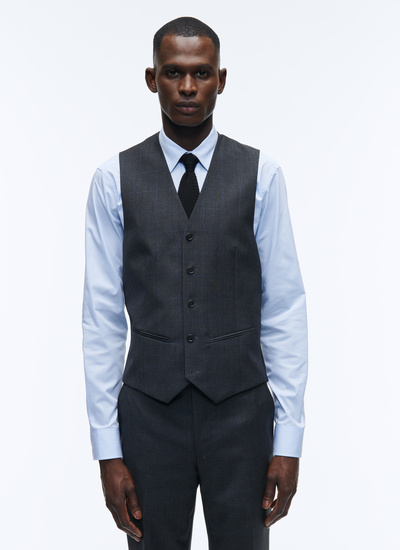 Men's waistcoat grey virgin wool Fursac - G3VILE-AC37-21