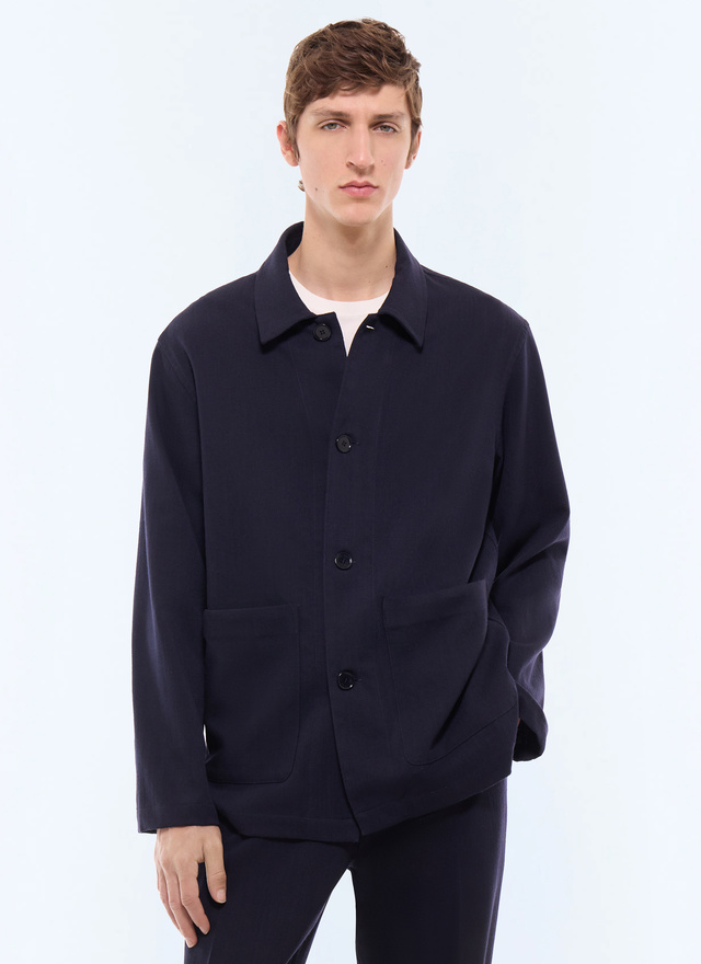 Men's worker jacket navy main fabric: 88% virgin wool, 12% polyamidelining: none Fursac - V3LROC-LX01-D030