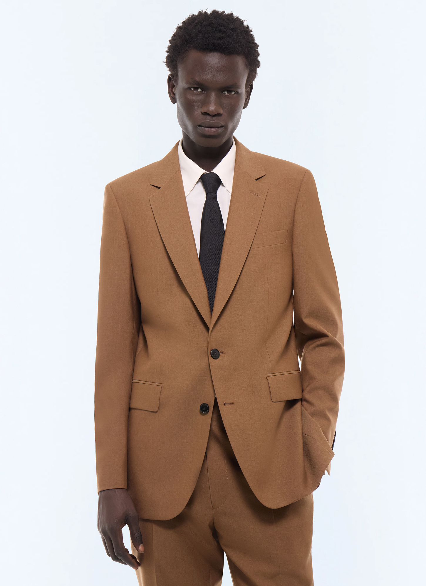 Men's worker jacket camel main fabric: 100% virgin woolunder collar: 80% polyester, 20% viscosebody lining: 100% viscosesleeve lining: 57% viscose, 41% acetate, 2% cupro Fursac - V3FOXA-LC20-A011