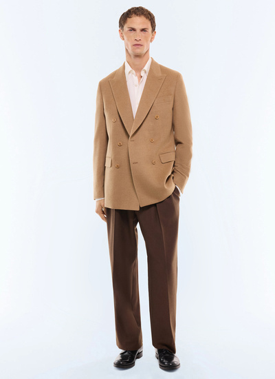Men's worker jacket camel main fabric: 50% camel, 50% woolunder collar: 80% polyester, 20% viscosebody lining: 100% viscosesleeve lining: 57% viscose, 41% acetate, 2% cupro Fursac - V3LENY-LV02-A011