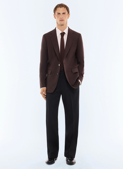 Men's worker jacket chocolate main fabric: 100% virgin woolunder collar: 80% polyester, 20% viscosebody lining: 100% viscosesleeve lining: 57% viscose, 41% acetate, 2% cupro Fursac - V3JADA-LV06-G019